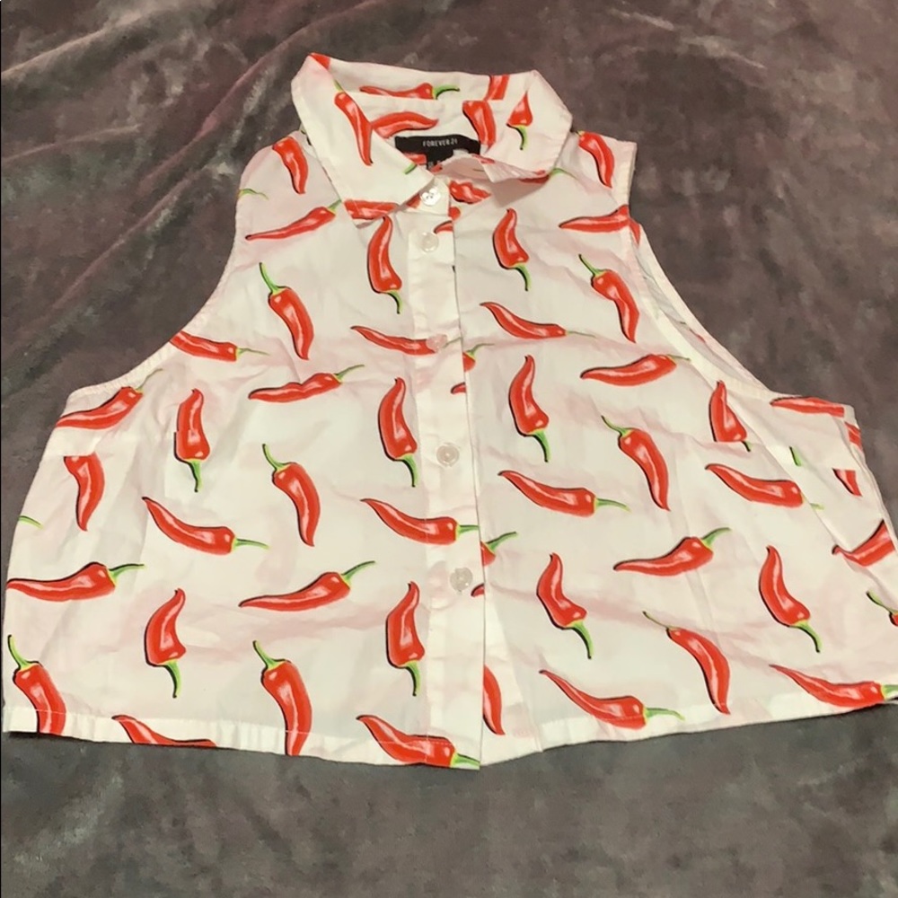 Chili button down crop top